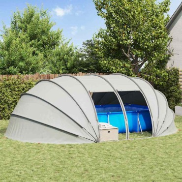 vidaXL Σκηνή πισίνας τύπου θόλου Γκρι 538 x 440 x 204 εκ.