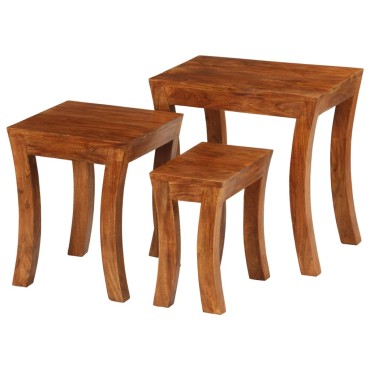 vidaXL Τραπεζάκια Ζιγκόν 3 τεμ. Καφέ 50x35x50cm Μασίφ Ξύλο Ακακίας
