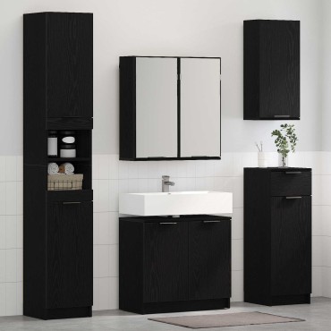 vidaXL Σετ Επίπλων Μπάνιου 3 τεμ. Μαύρη Οξυά 64,5x33,5x59cm