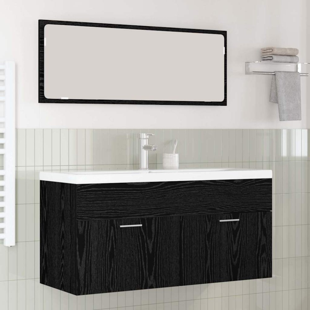vidaXL Ντουλάπι Μπάνιου Μαύρη Οξυά 100x38,5x46cm