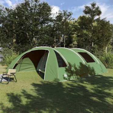 vidaXL Τέντα Τούνελ 6 Ατόμων Πράσινο και Λευκό 700 x 590 x 215 εκ