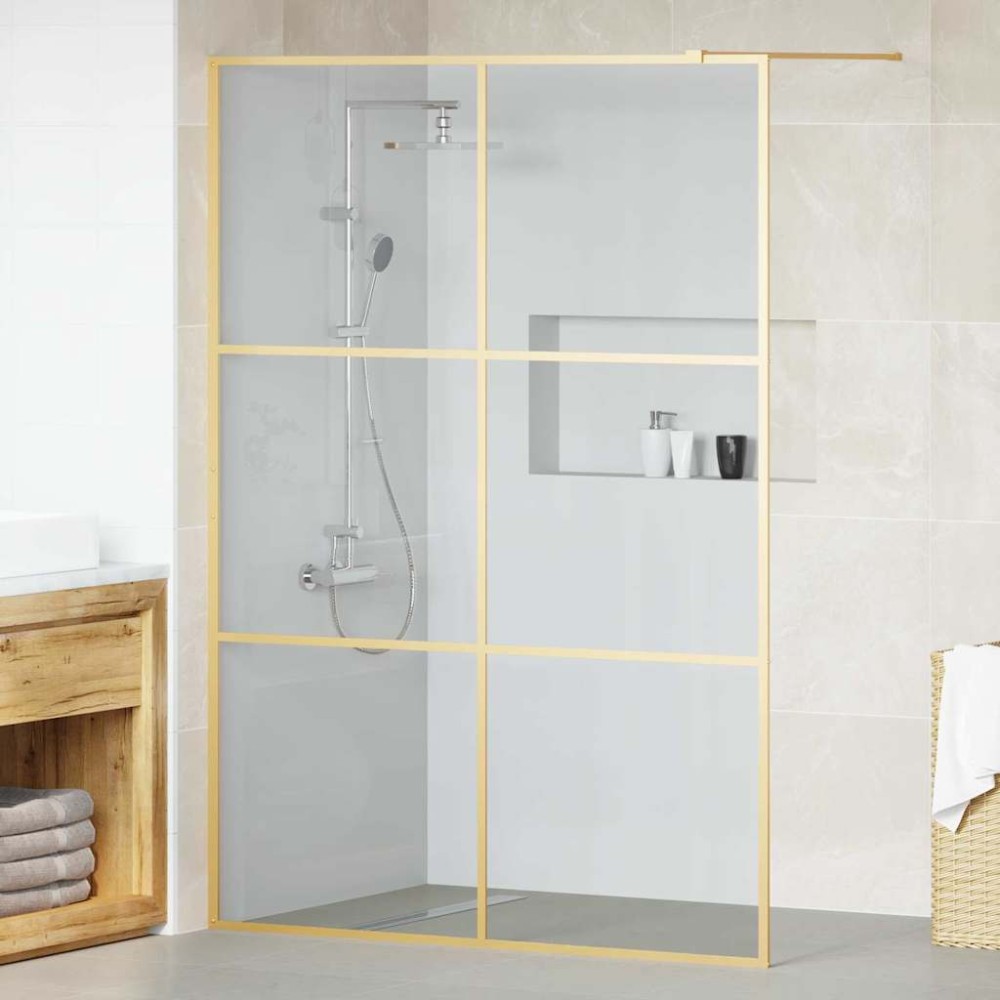 vidaXL Τοίχος Ντους Walk-in Χρυσό 140 x 195 cm σκληρυμένο γυαλί
