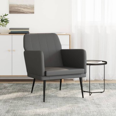 vidaXL Πολυθρόνα Γκρι 61x78x80cm από Συνθετικό Δέρμα 1 τεμ.