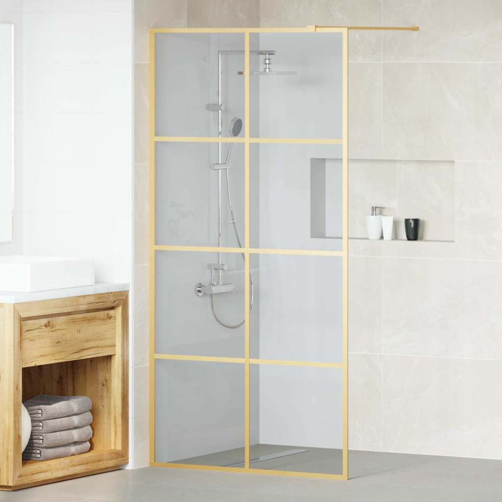 vidaXL Τοίχος Ντους Walk-in Χρυσό 100 x 195 cm σκληρυμένο γυαλί