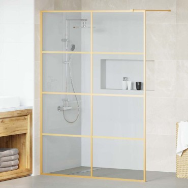 vidaXL Τοίχος Ντους Walk-in Χρυσό 140 x 195 cm σκληρυμένο γυαλί