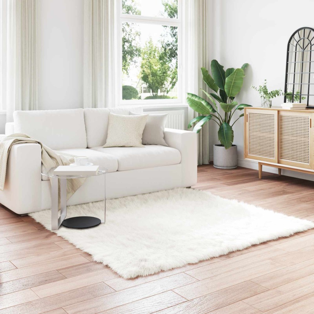 vidaXL Χαλί από τεχνητό πρόβειο δέρμα TAFALLA Λευκό 160x160cm