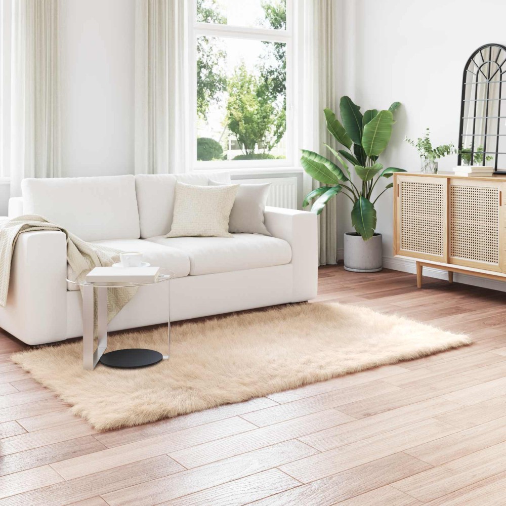 vidaXL Χαλί από τεχνητό πρόβειο δέρμα TAFALLA Μπεζ 80x200cm