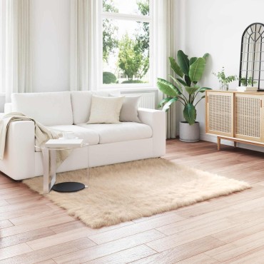 vidaXL Χαλί από τεχνητό πρόβειο δέρμα TAFALLA Μπεζ 120x120cm