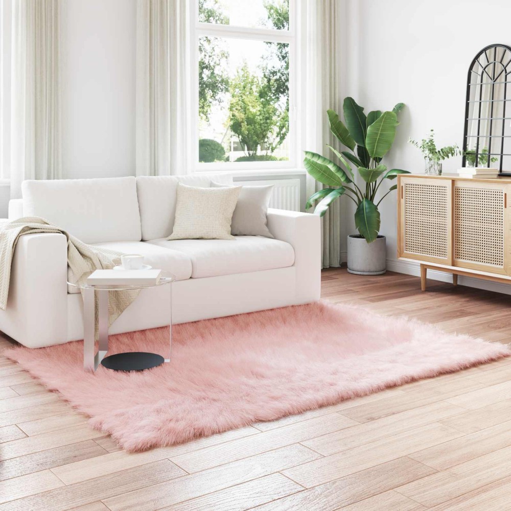vidaXL Χαλί από τεχνητό πρόβειο δέρμα TAFALLA Ροζ 140x200cm