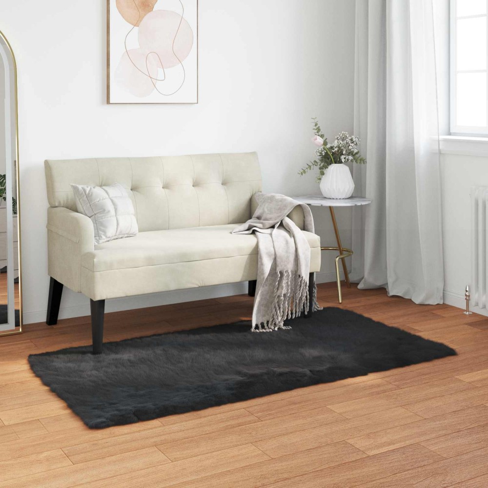 vidaXL Χαλί από τεχνητό πρόβειο δέρμα TAFALLA Μαύρο 60x110cm