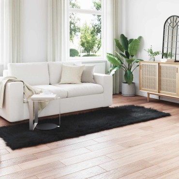 vidaXL Χαλί από τεχνητό πρόβειο δέρμα TAFALLA Μαύρο 80x250cm