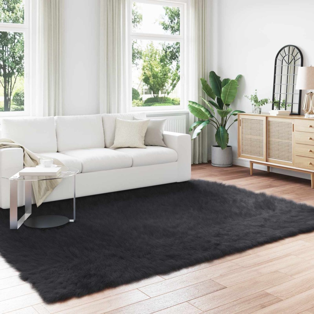 vidaXL Χαλί από τεχνητό πρόβειο δέρμα TAFALLA Μαύρο 240x340cm