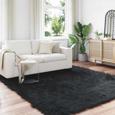 vidaXL Χαλί από τεχνητό πρόβειο δέρμα TAFALLA Μαύρο 240x240cm