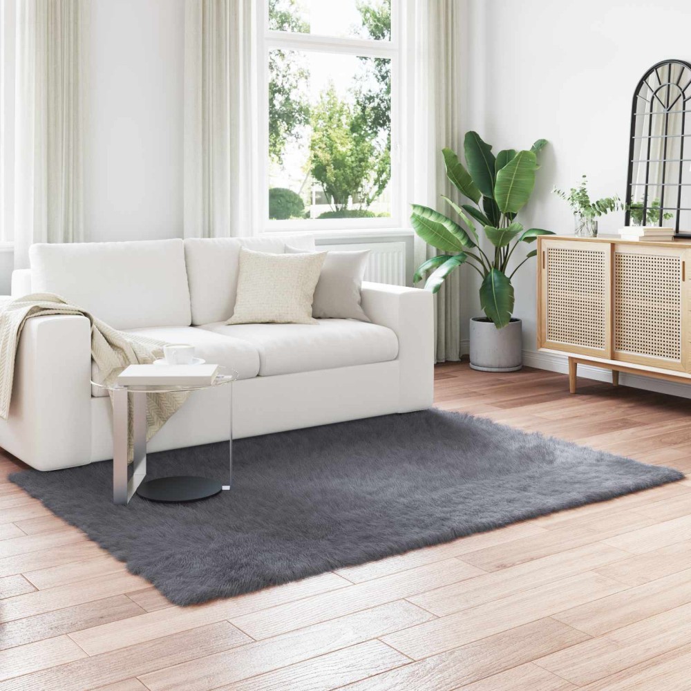 vidaXL Χαλί από τεχνητό πρόβειο δέρμα TAFALLA Ανθρακί 140x200cm
