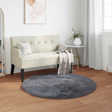 vidaXL Ψεύτικο Δέρμα Προβάτου Χαλί Tafalla Ανθρακί 100 εκ 100x100cm