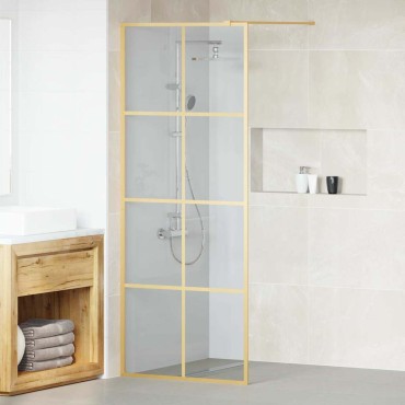 vidaXL Τοίχος Ντους Walk-in Χρυσό 80 x 195 cm σκληρυμένο γυαλί