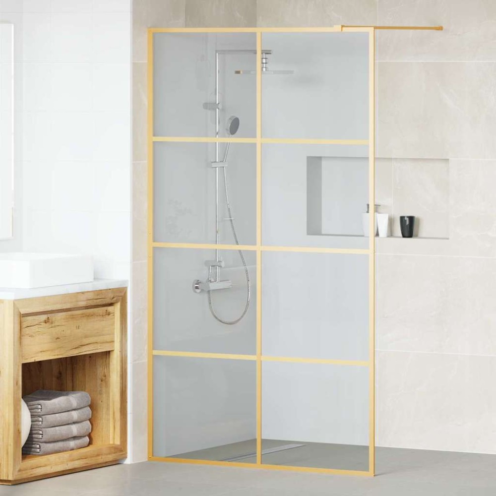 vidaXL Τοίχος Ντους Walk-in Χρυσό 115 x 195 cm σκληρυμένο γυαλί