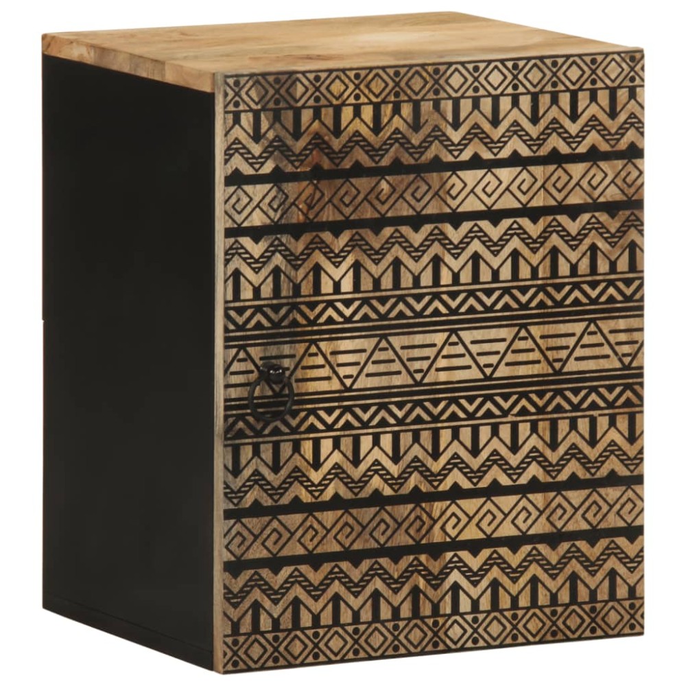 vidaXL κρεμαστό ντουλάπι μπάνιου μαύρο 38x33,5x48cm μασίφ ξύλο Mango