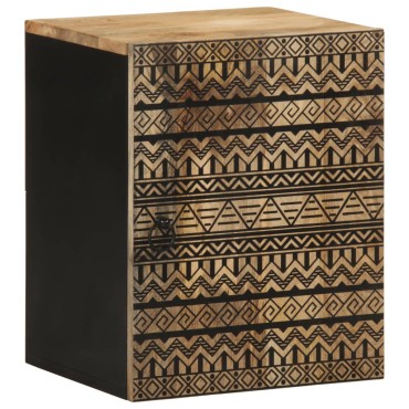 vidaXL κρεμαστό ντουλάπι μπάνιου μαύρο 38x33,5x48cm μασίφ ξύλο Mango