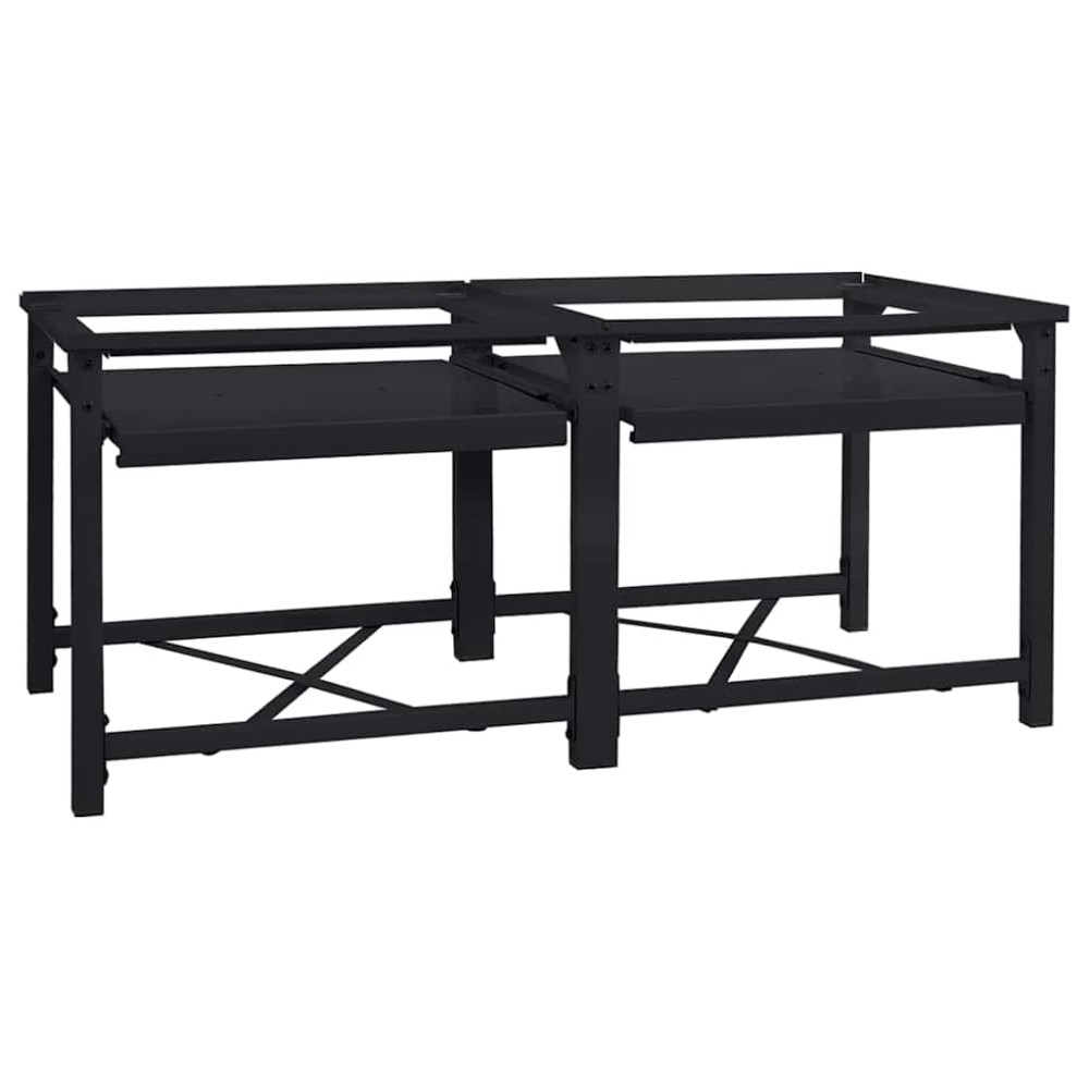 vidaXL Βάση Πλυντηρίου Ρούχων 2 pcs Μαύρο 120 x 56 x 52 εκ Ατσάλι