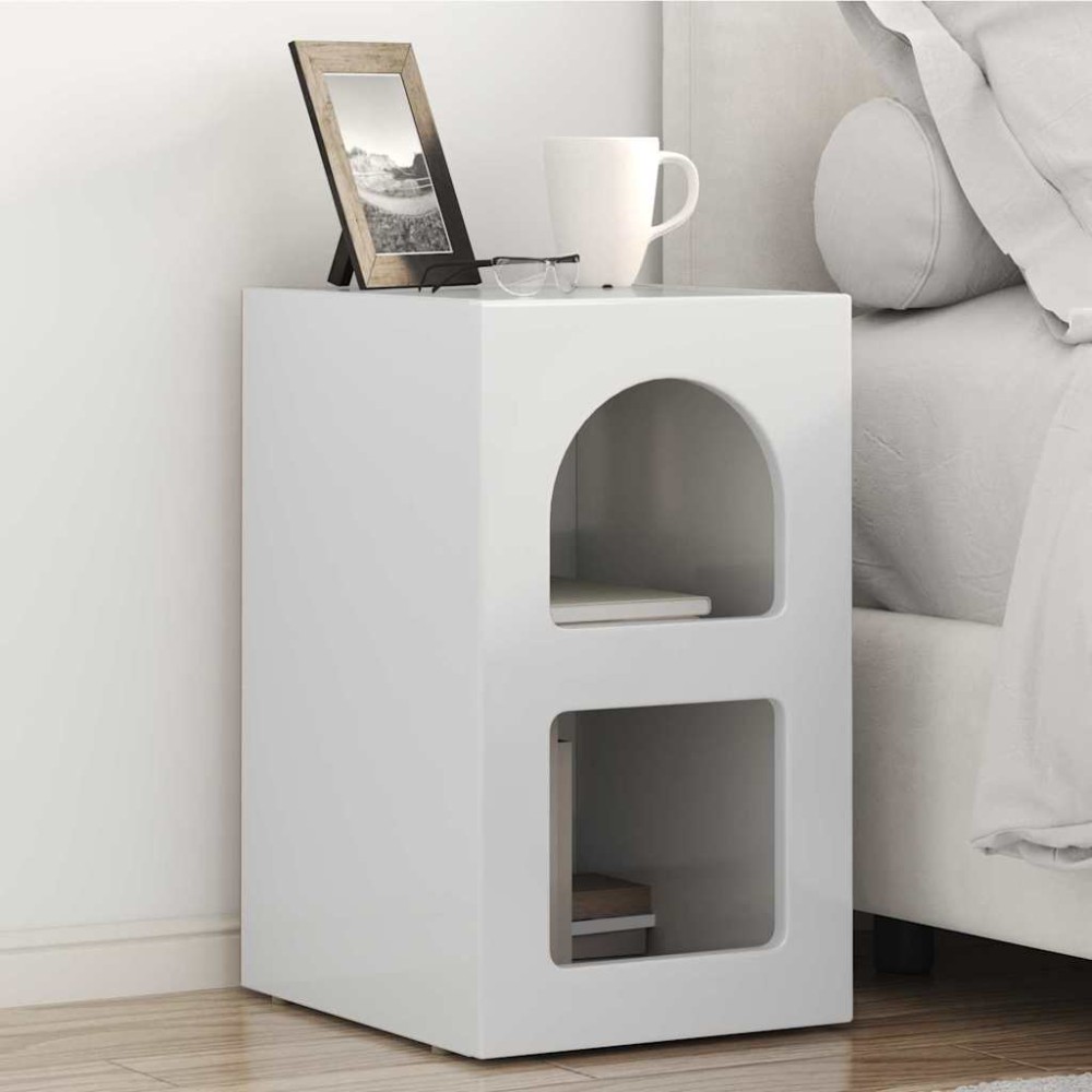 vidaXL Κομοδίνο ELST Υψηλής γυαλάδας λευκό 29,5x33,5x50 εκ 1 τεμ.