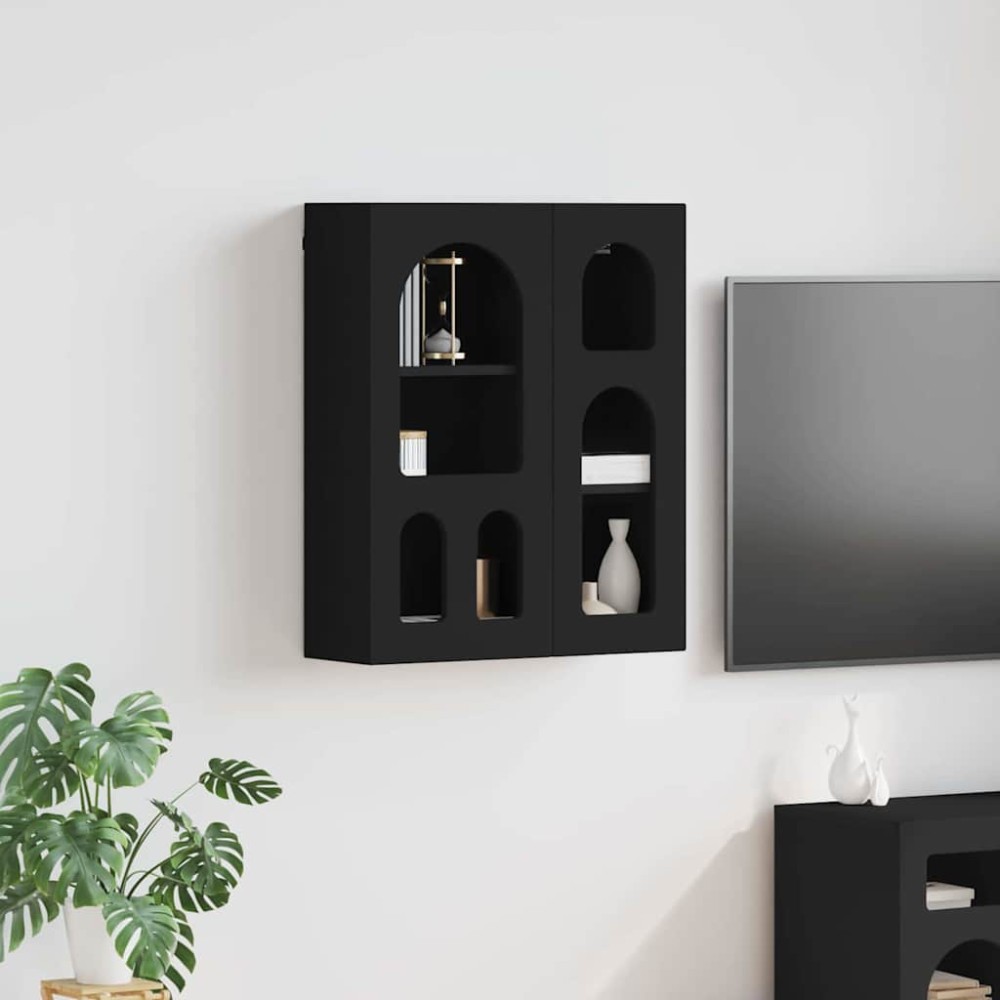 vidaXL Κρεμαστό ντουλάπι με ράφι ELST Μαύρο 59x20x71,5 εκ 1 τεμ.