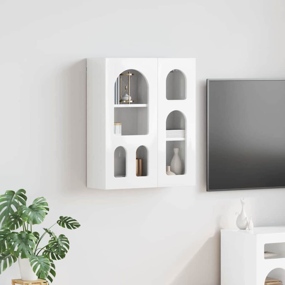 vidaXL Κρεμαστό ντουλάπι ELST Γυαλιστερό Λευκό 59x20x71,5 εκ 1 τεμ.