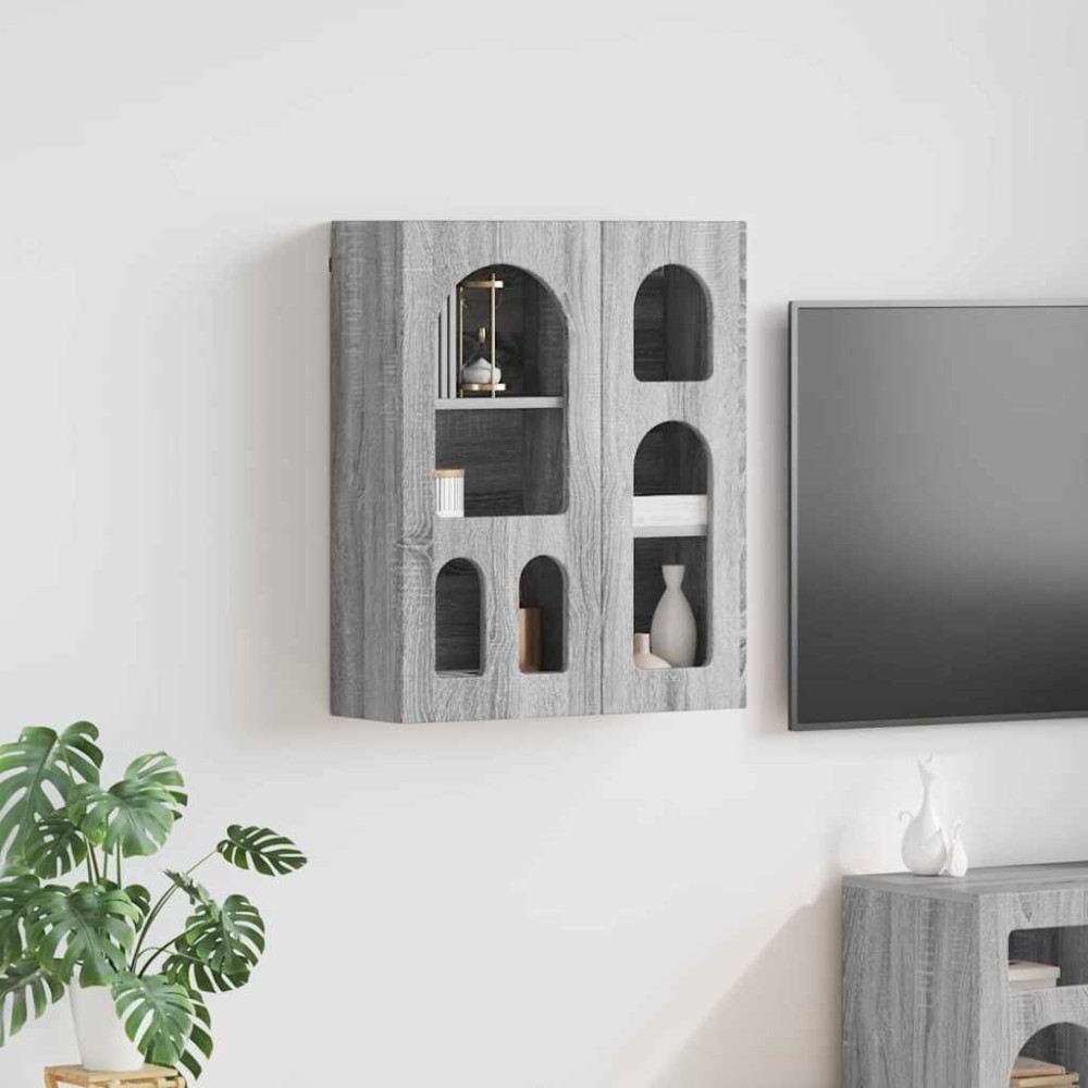 vidaXL Κρεμαστό ντουλάπι με ράφι ELST Γκρι Sonoma 59x20x71,5 εκ 1 τεμ.