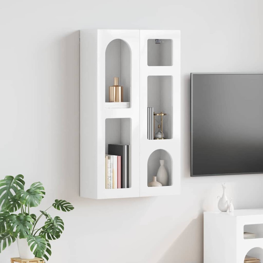 vidaXL Κρεμαστό ντουλάπι ELST Γυαλιστερό Λευκό 59x20x100 εκ 1 τεμ.