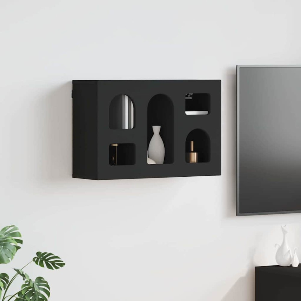 vidaXL Κρεμαστό ντουλάπι ELST Μαύρο 60x20x40cm Επεξεργασμένο Ξύλο 1 τεμ.