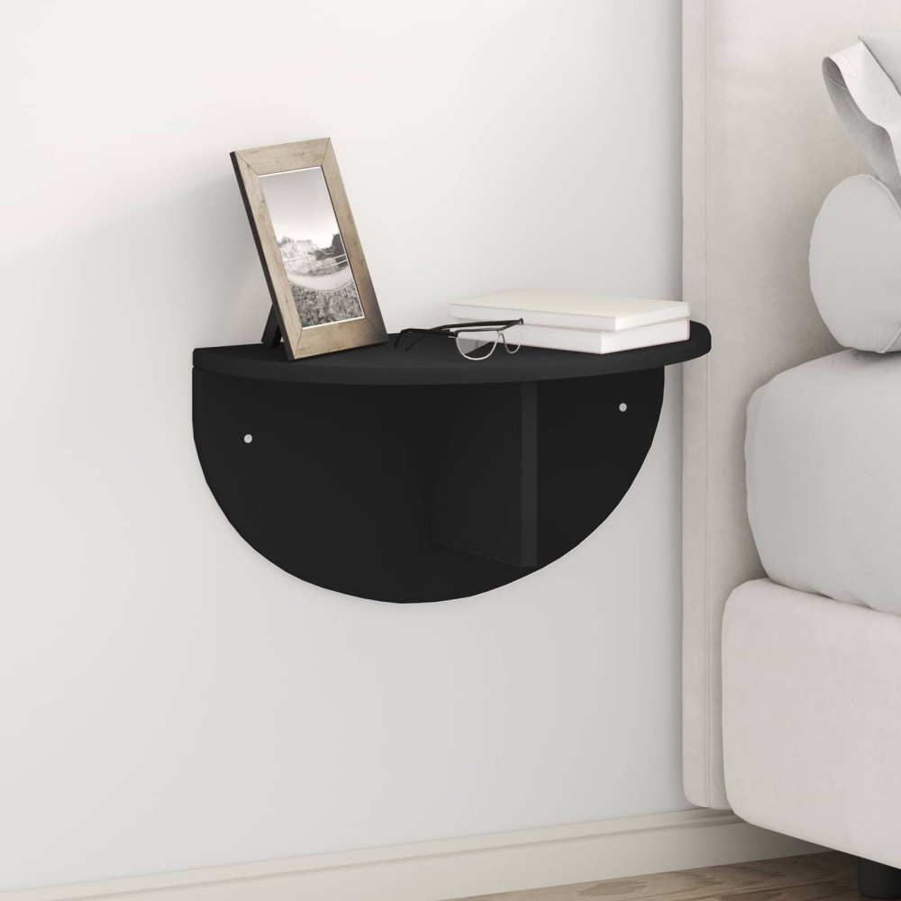 vidaXL Ράφι Τοίχου Επιτοίχιο Μαύρο 48x24x24cm Επεξεργασμένο Ξύλο 1 τεμ.