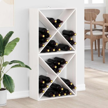 vidaXL Ράφι Κρασιού 2 τεμ. Λευκό 62x25x62cm Στερεά ξυλεία πεύκου