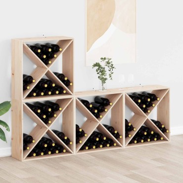 vidaXL Ράφι Κρασιού 4 τεμ. Φυσικό 62x25x62cm Στερεά ξυλεία πεύκου