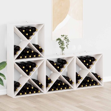 vidaXL Ράφι Κρασιού 4 τεμ. Λευκό 62x25x62cm Στερεά ξυλεία πεύκου