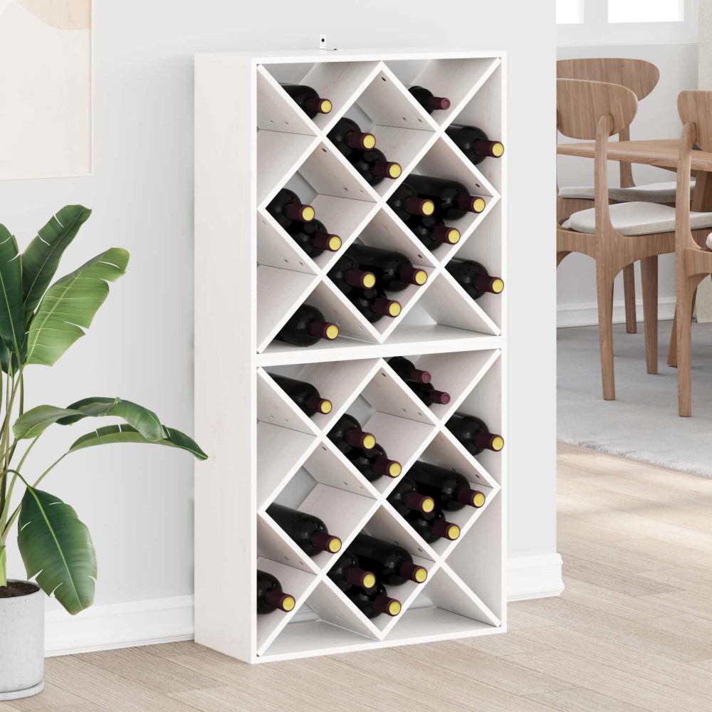 vidaXL Ράφι Κρασιού 2 τεμ. Λευκό 62x25x62cm Στερεά ξυλεία πεύκου