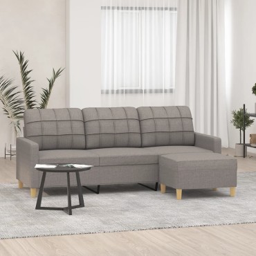 vidaXL Καναπές Τριθέσιος Taupe Υφασμάτινος με Υποπόδιο 198x77x80cm 1 τεμ.
