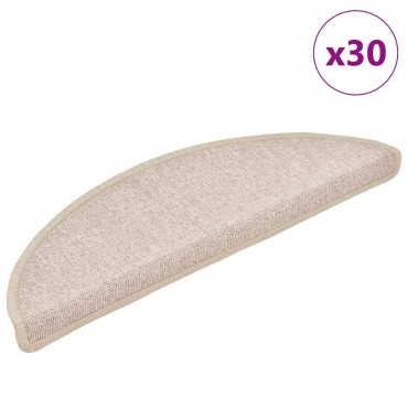 vidaXL Πατάκια Σκαλιών 30 τεμ. Μπεζ-Μπεζ Ημίκυκλα 56x17x3 εκ.