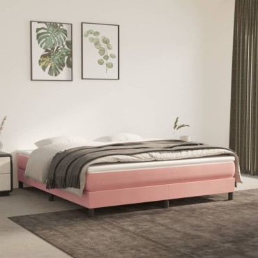 vidaXL Στρώμα με Pocket Springs Μεσαίας Σκληρότητας Ροζ 180x200x20cm Βελούδινο 1 τεμ. - Διπλό