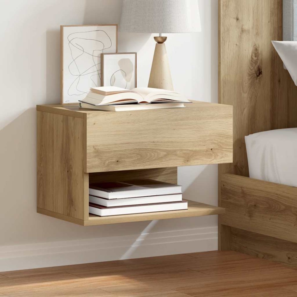 vidaXL Κομοδίνο Επιτοίχιο Καφέ Δρυς 46x29,5x30cm 1 τεμ.