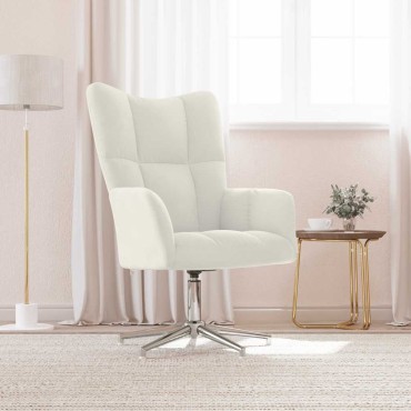 vidaXL Πολυθρόνα Relax Λευκό Κρεμ Βελούδινη 62x68x98cm 1 τεμ.