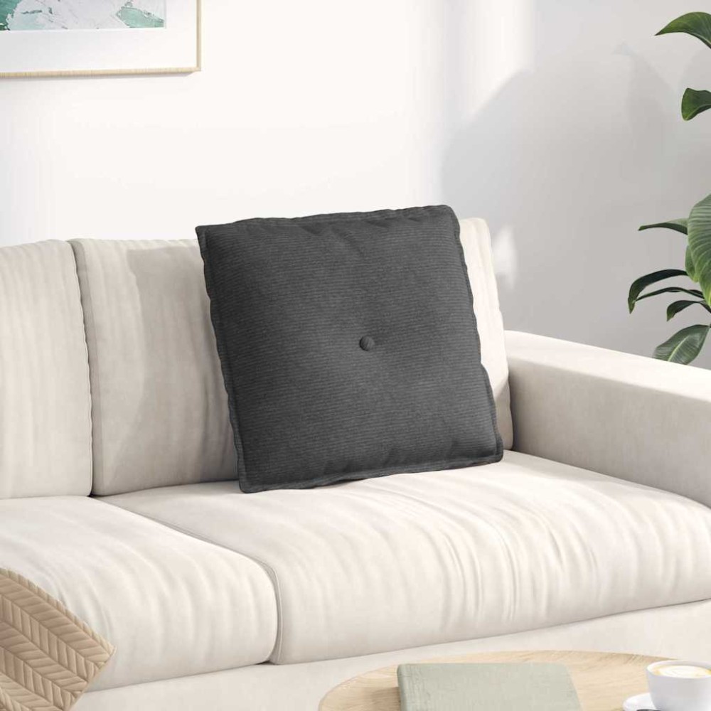 vidaXL Μαξιλάρι Πλάτης Σκούρο Γκρι 50 x 45 εκ. Υφασμάτινο Κορντουρά