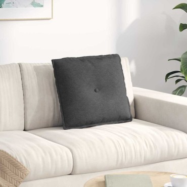 vidaXL Μαξιλάρι Πλάτης Σκούρο Γκρι 50 x 45 εκ. Υφασμάτινο Κορντουρά