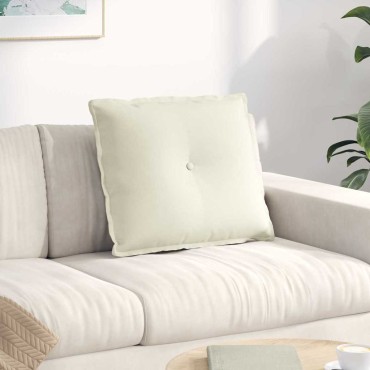 vidaXL Μαξιλάρι Πλάτης Κρεμ 60 x 50 cm Υφασμάτινο Κορντουρά