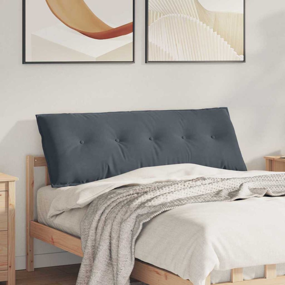 vidaXL Μαξιλάρι Πλάτης Σκούρο Γκρι 140 x 50 cm Υφασμάτινο Κορντουρά