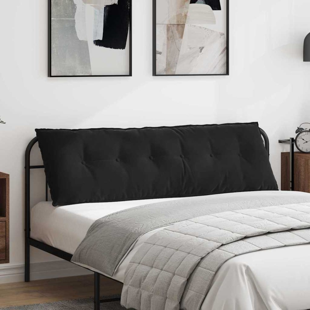 vidaXL Μαξιλάρι Πλάτης Μαύρο 160 x 50 cm Υφασμάτινο Κορντουρά