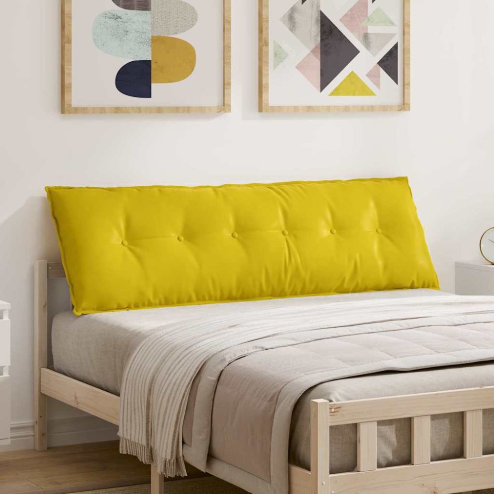 vidaXL Μαξιλάρι Πλάτης Κίτρινο 160 x 50 cm Υφασμάτινο Κορντουρά
