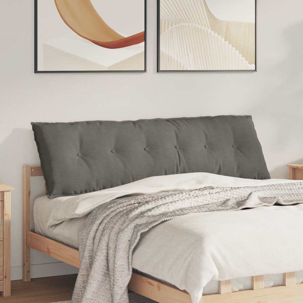 vidaXL Μαξιλάρι Πλάτης Ανοιχτό γκρι 160 x 50 cm Υφασμάτινο Κορντουρά
