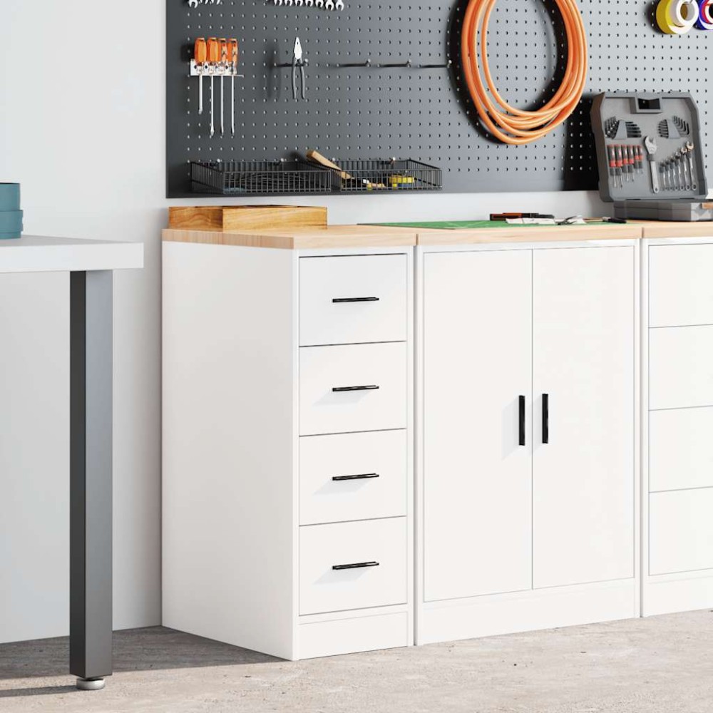 vidaXL ντουλάπι αποθήκευσης γκαράζ Λευκό 30x51x85 εκ μασίφ ξύλο πεύκο