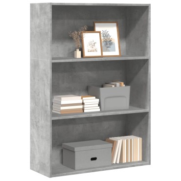 vidaXL Βιβλιοθήκη Γκρι Σκυροδέματος 80x30x114cm Επεξεργ. Ξύλο 1 τεμ.