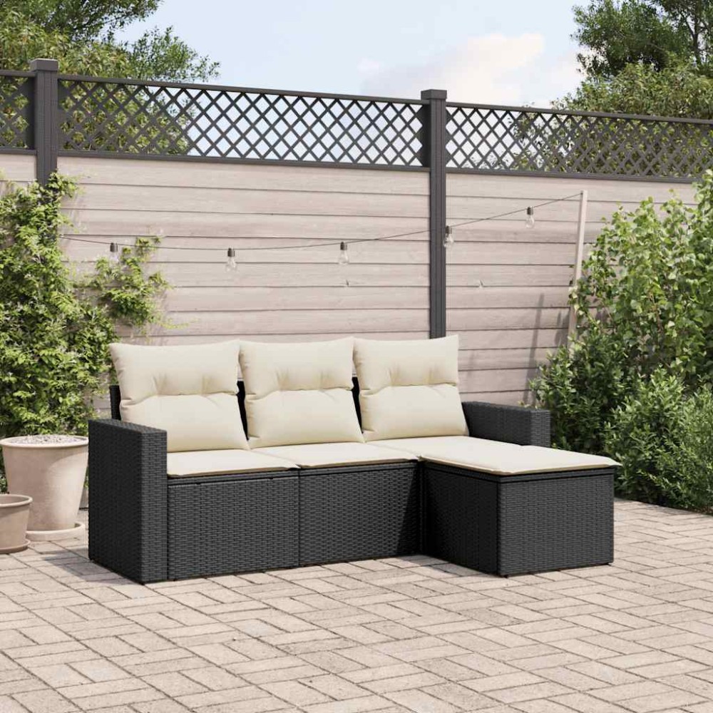 vidaXL Σαλόνι Κήπου Σετ 4 τεμ. με Μαξιλάρια Μαύρο Συνθετικό Ρατάν 55x55cm Τετραθέσιος vidaXL Σαλόνι Κήπου Σετ 4 τεμ. με Μαξιλάρια Μαύρο Συνθετικό Ρατάν 55x55cm Τετραθέσιος